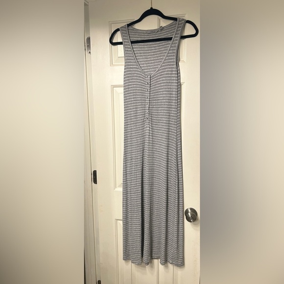 Athleta Hermosa Henley Midi Dress Striped - Picture 8 of 9